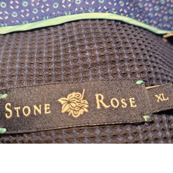 Stone Rose blue texture microcheck shirt xl abalone button casual refined preppy - Picture 5 of 13